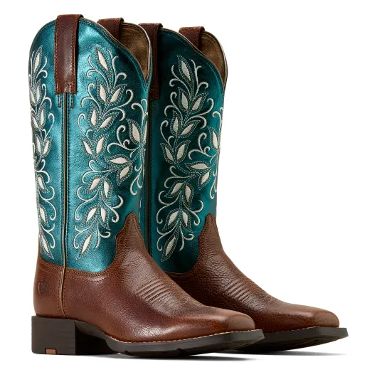 Ariat Damen Westernboots Round Up Holly BEASTY BROWN I  METALLIC SEA
