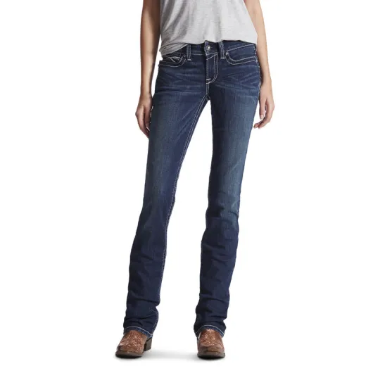 Ariat Damen Westernjeans R.E.A.L. Mid Rise Straight Icon Ocean