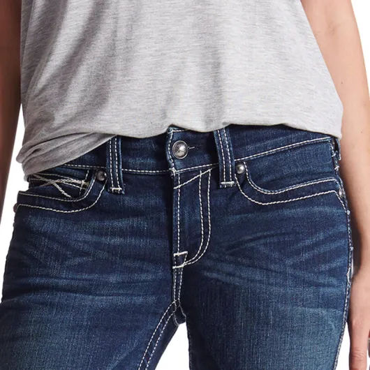 Ariat Damen Westernjeans R.E.A.L. Mid Rise Straight Icon Ocean