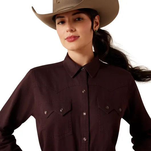 Ariat Earthbound Western Snap Shirt Chocolate Plum