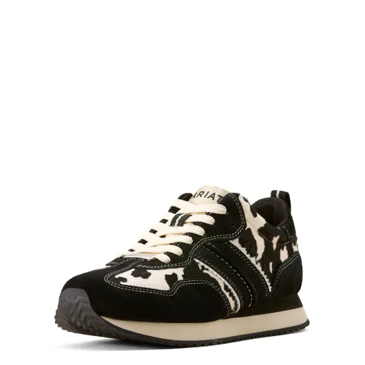 Ariat Ranch Runner Black Suede - Black & White Hair On