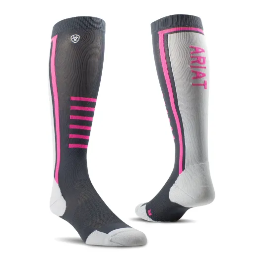 Ariat TEK Slimline Performance Socks EBONY / PINK
