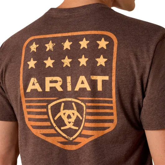 Ariat Stripe Patriotic Badge T-Shirt Brown Heather