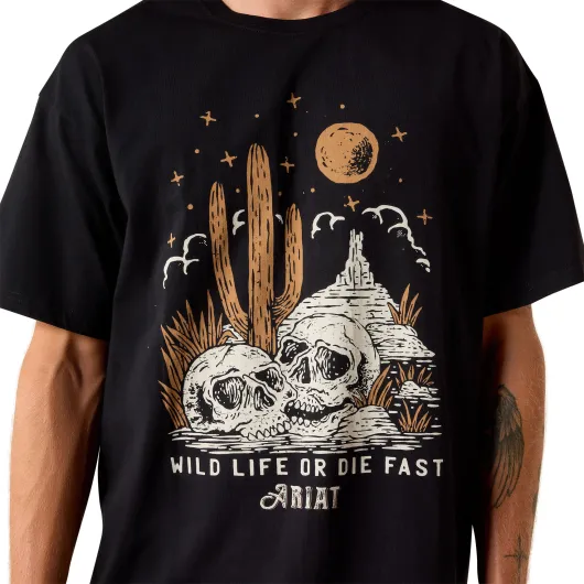 Ariat T-Shirt Wild Life Boxy Washed Black
