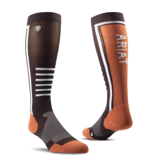 Ariat TEK Slimline Performance Socks BROWN / ORANGE