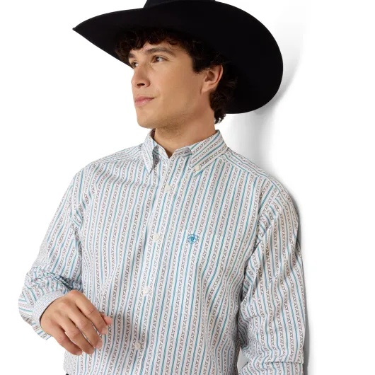 Ariat Western Herrenhemd Crow - White Longhorn Stripe