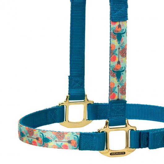 WEAVER Stallhalfter verstellbar Texas türkis und buntes Muster im Onlineshop für Westernreiten günstig bestellen