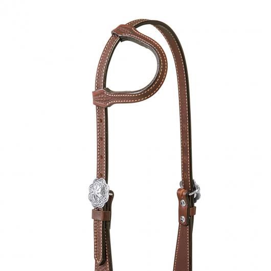 Western Einohrkopfstück dunkles Leder mit JW Concho