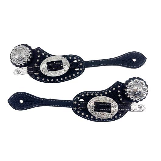 Weaver Ledersporenriemen Mit Zinnpunkten – Butterweiches Harness Leder, Edelstahlschnallen