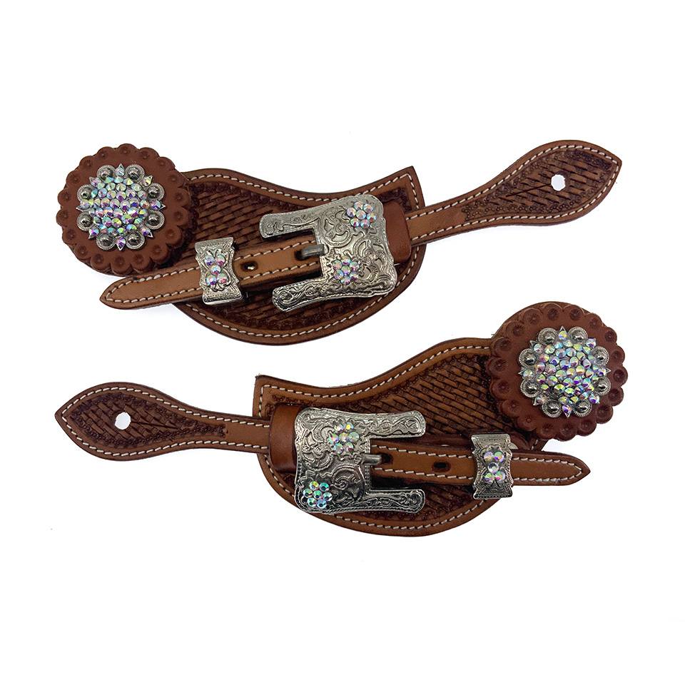 Western Sporenriemen Mit Strass - 2 Stück Lederriemen Für Reitstiefel