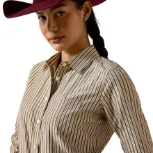 Ariat Damenbluse Kirby Chocolate Plum Gold Stripe